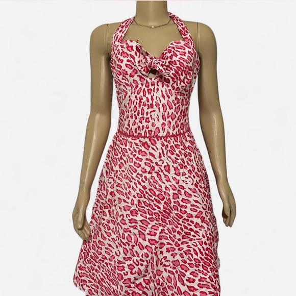 Pink leopard‐print halter dress from Tabitha (Anthropologie) - Picture 2 of 5